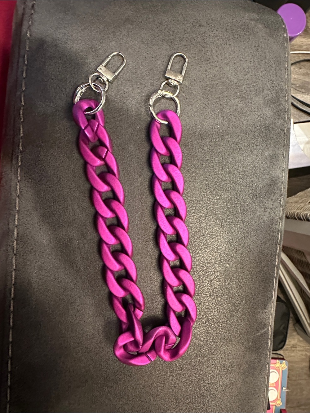 Stylish Purple Chain Strap with Silver Hardware